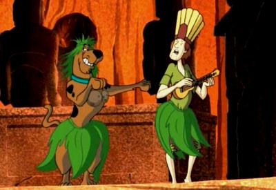 ALOHA SCOOBY DOO Shaggy on ukulele Scooby hula